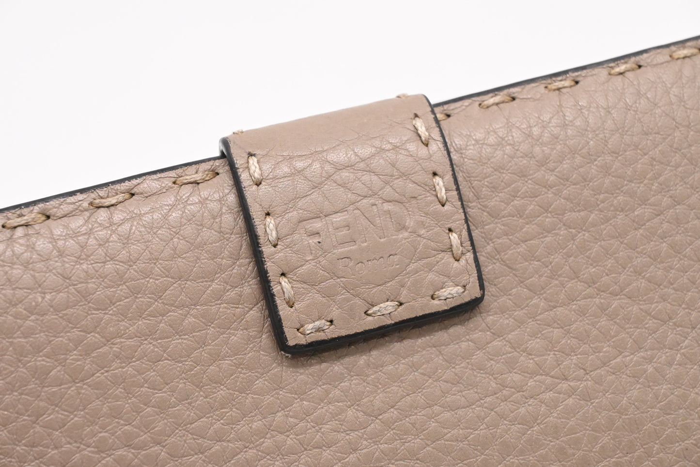 Fendi Selleria Peekaboo Wallet in Taupe Leather