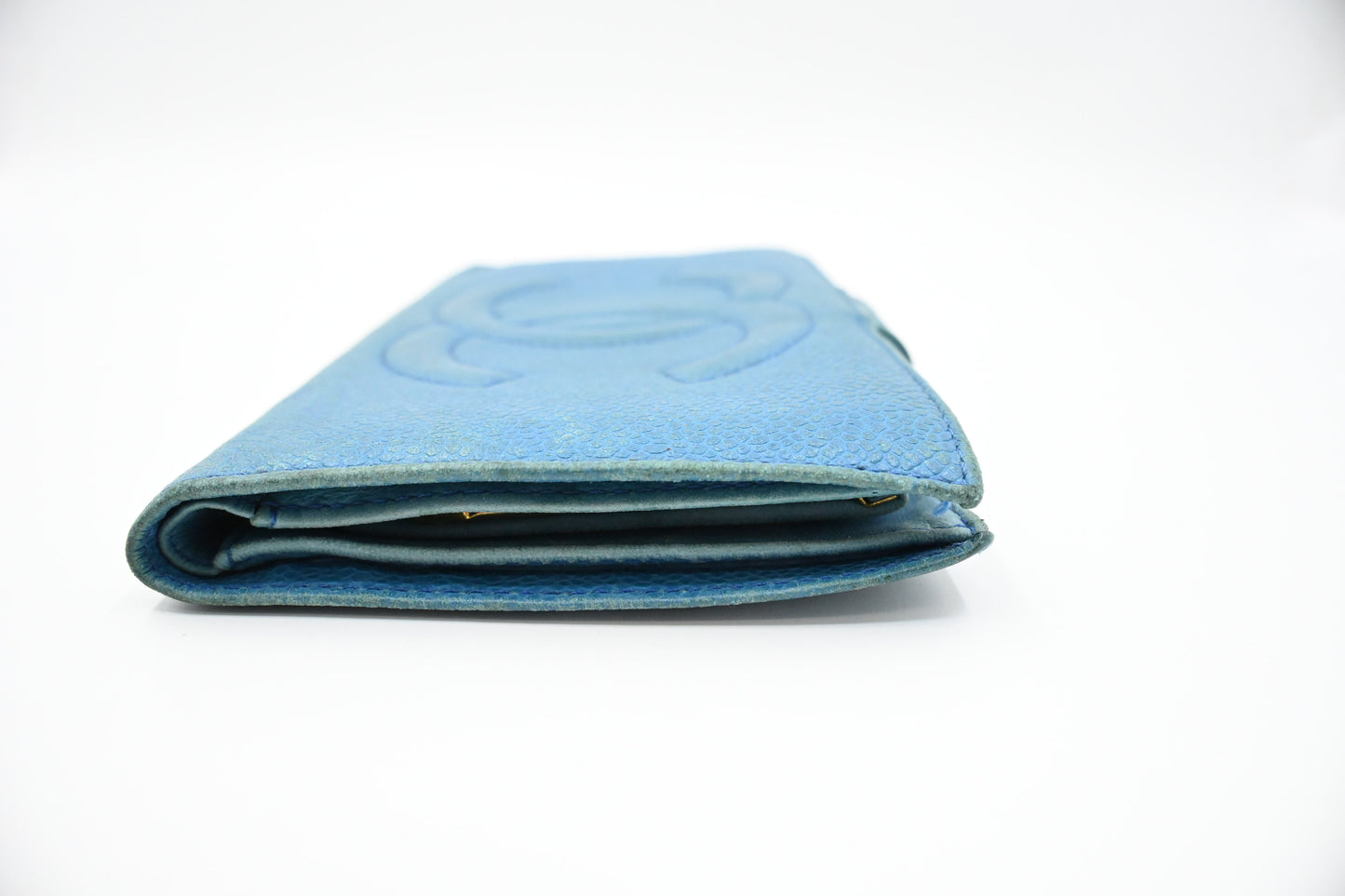 Chanel Long Wallet in Blue Caviar Leather