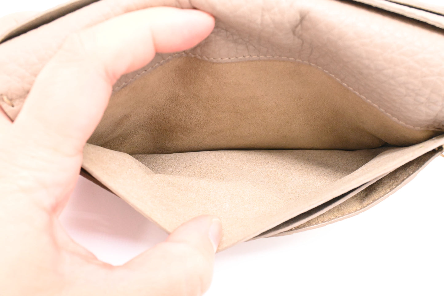 Fendi Selleria Peekaboo Wallet in Taupe Leather