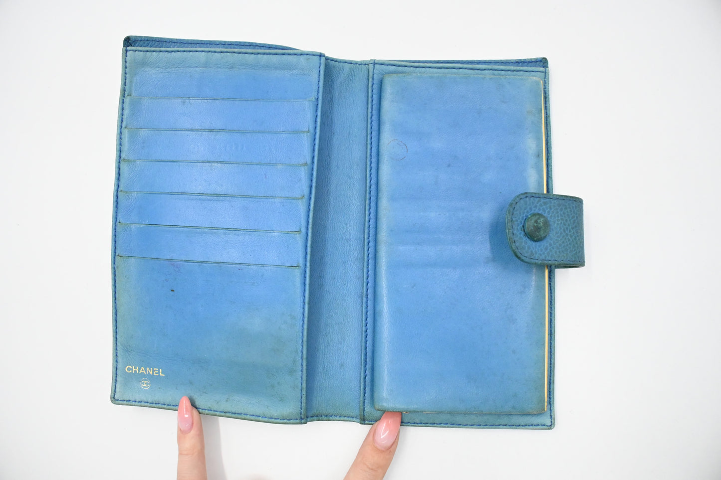 Chanel Long Wallet in Blue Caviar Leather