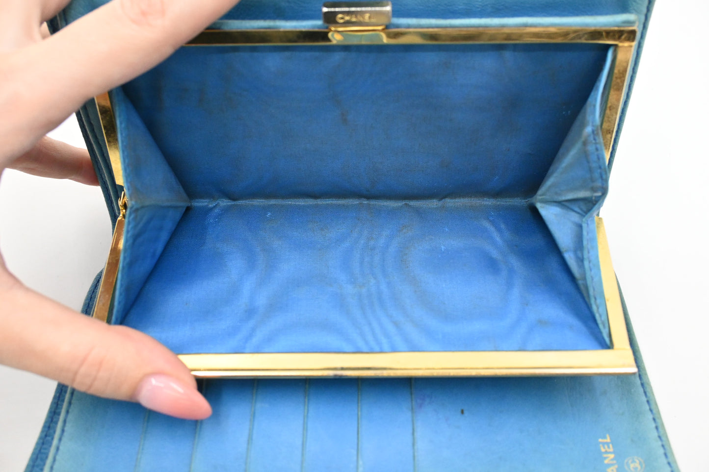 Chanel Long Wallet in Blue Caviar Leather