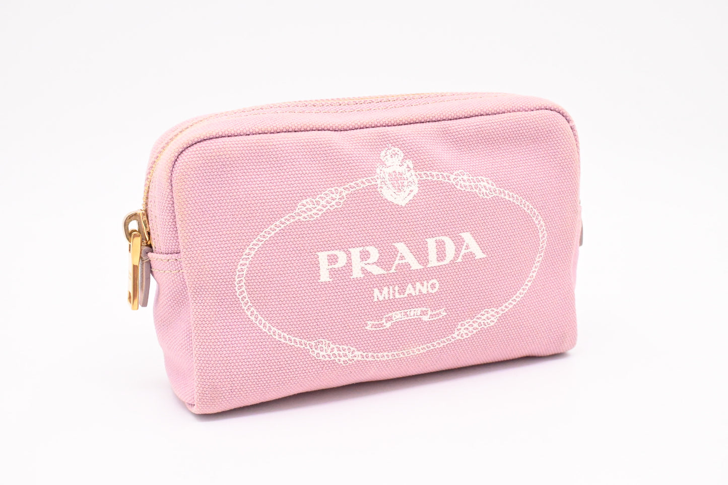 Prada Canapa Zipped Pouch in Pink Canvas