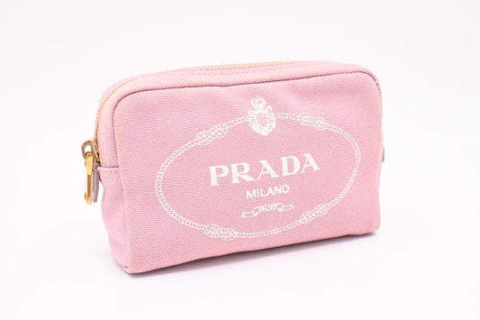 Prada Canapa Zipped Pouch in Pink Canvas