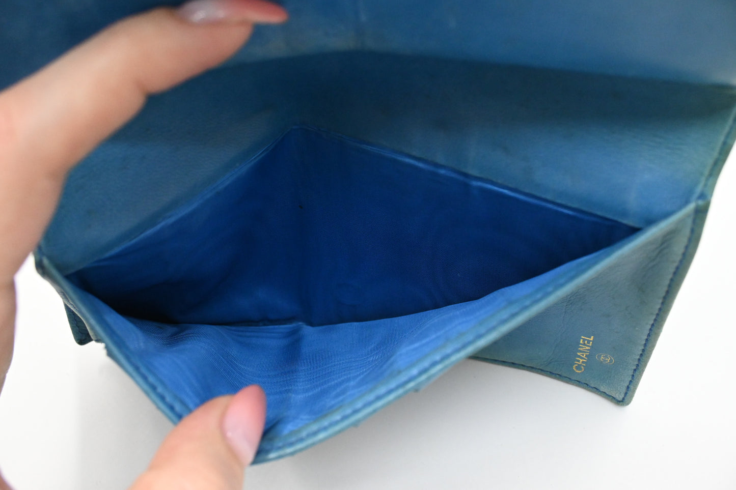 Chanel Long Wallet in Blue Caviar Leather