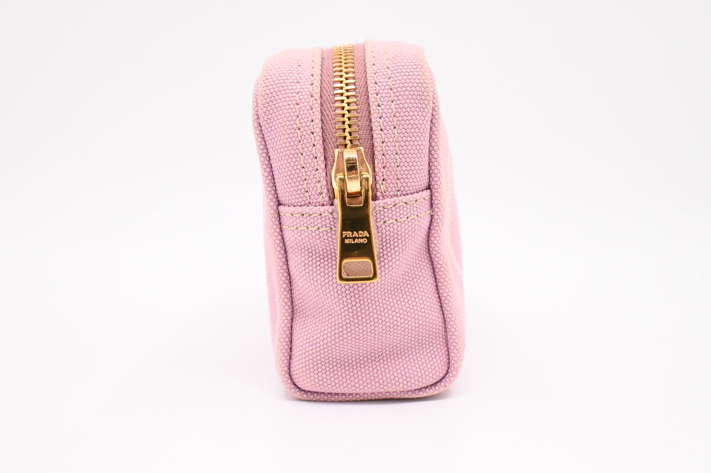 Prada Canapa Zipped Pouch in Pink Canvas