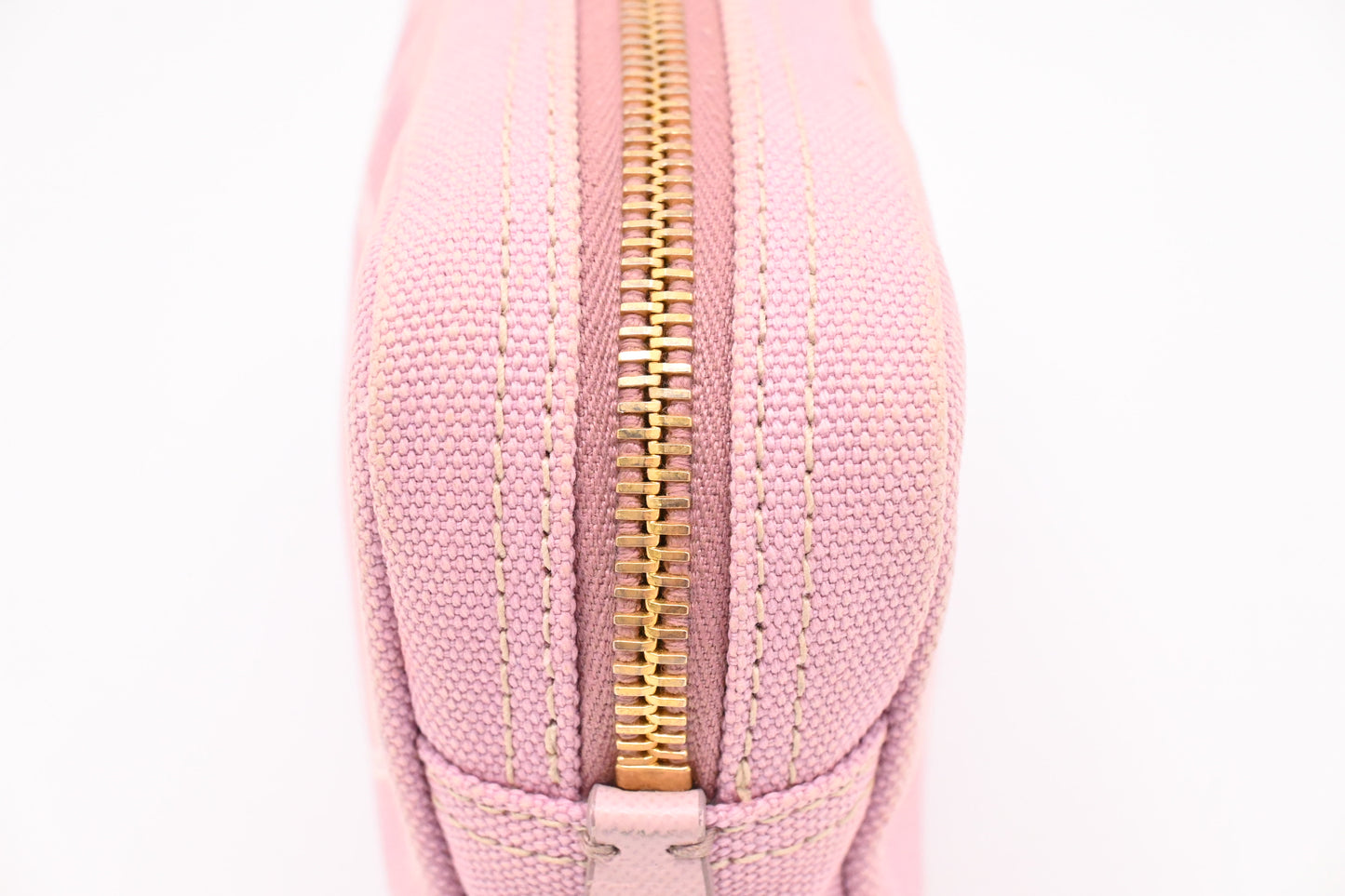 Prada Canapa Zipped Pouch in Pink Canvas