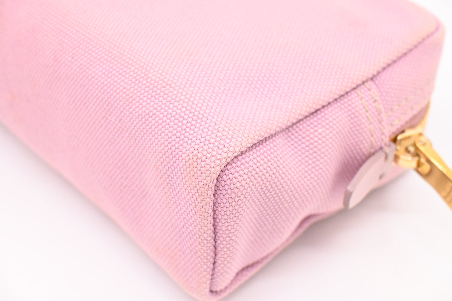 Prada Canapa Zipped Pouch in Pink Canvas