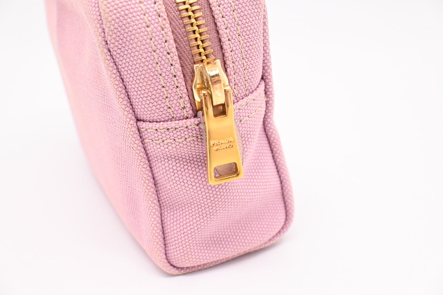 Prada Canapa Zipped Pouch in Pink Canvas