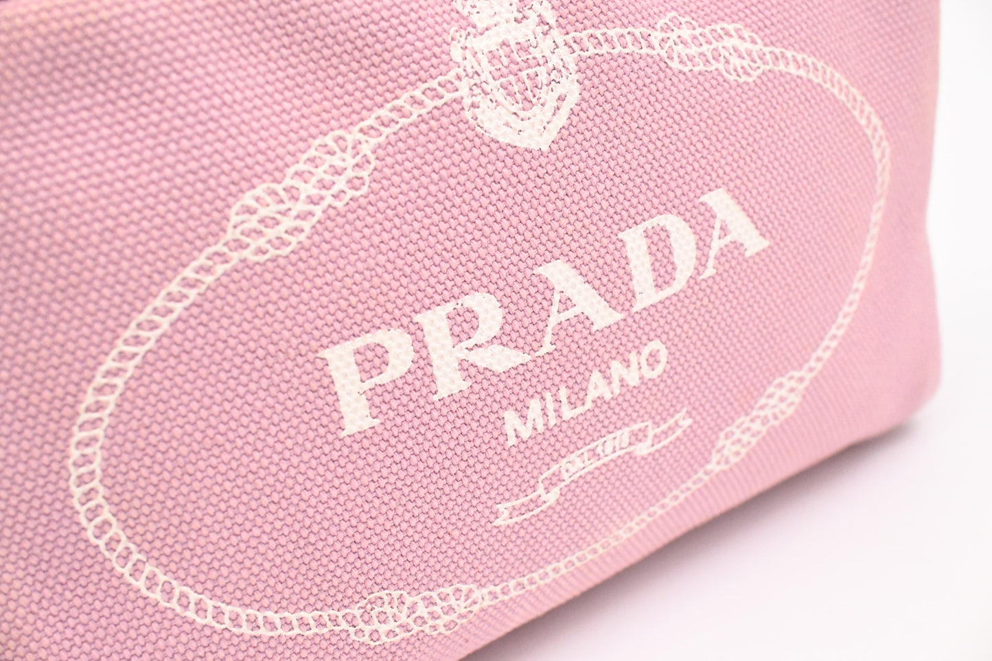 Prada Canapa Zipped Pouch in Pink Canvas