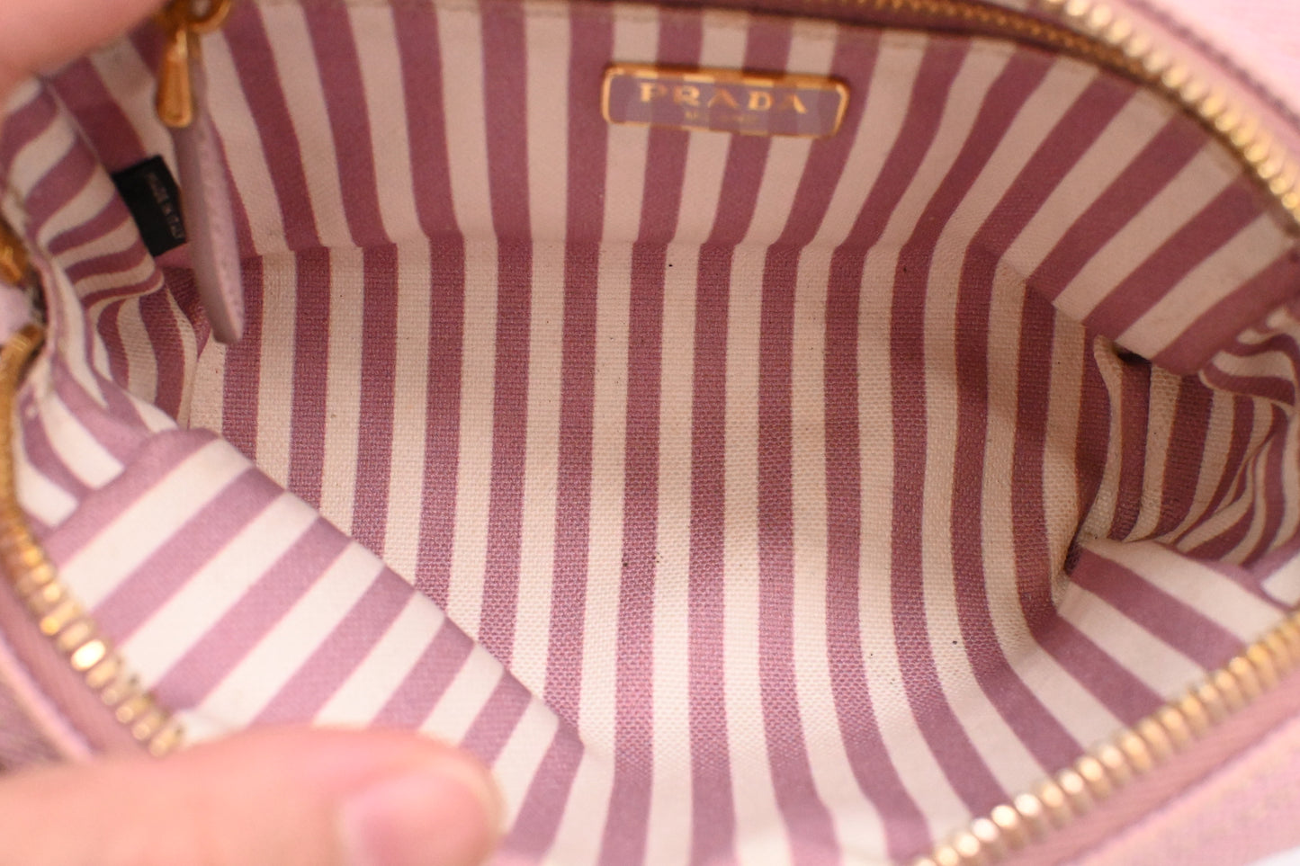 Prada Canapa Zipped Pouch in Pink Canvas