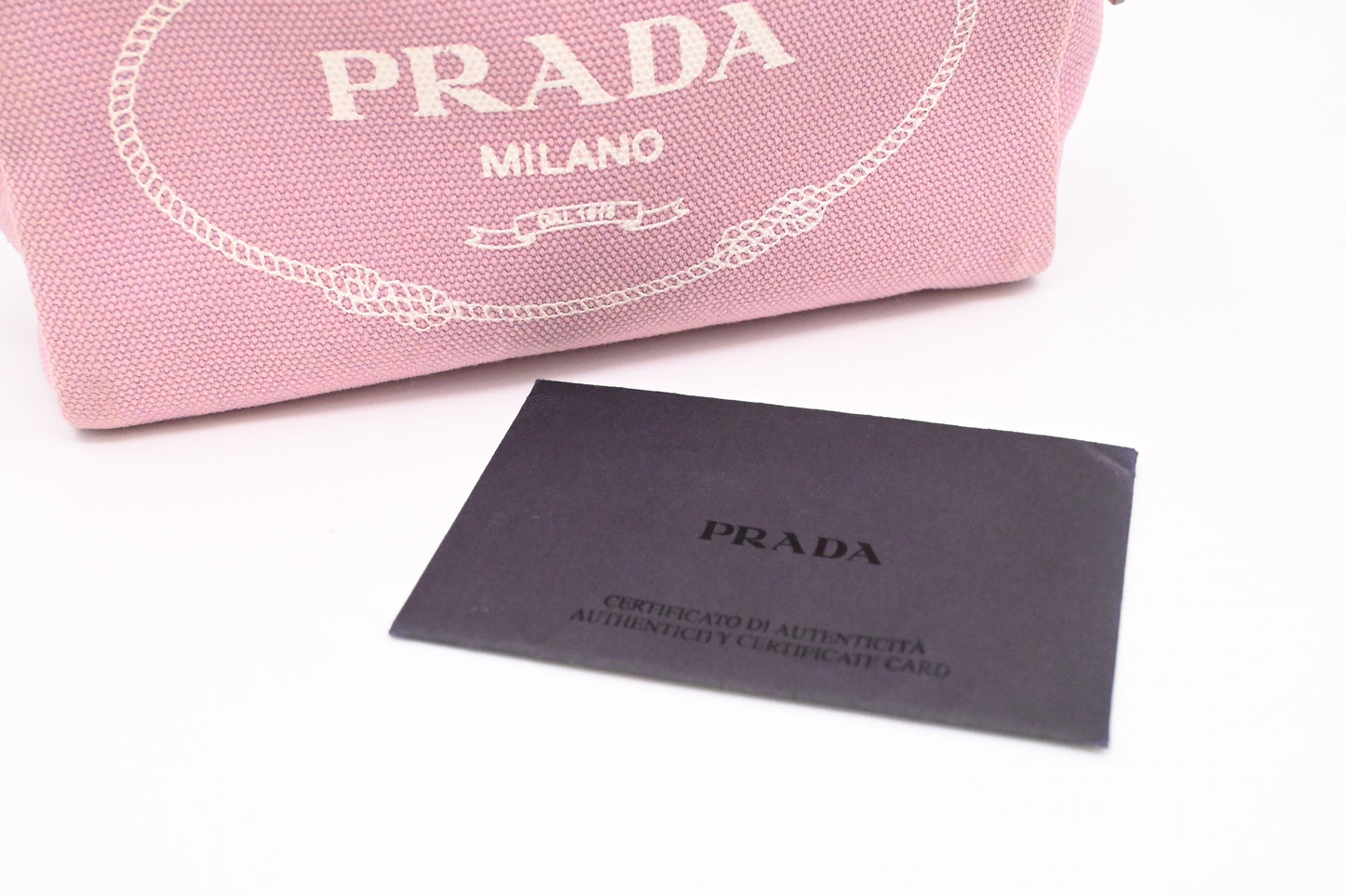Prada Canapa Zipped Pouch in Pink Canvas