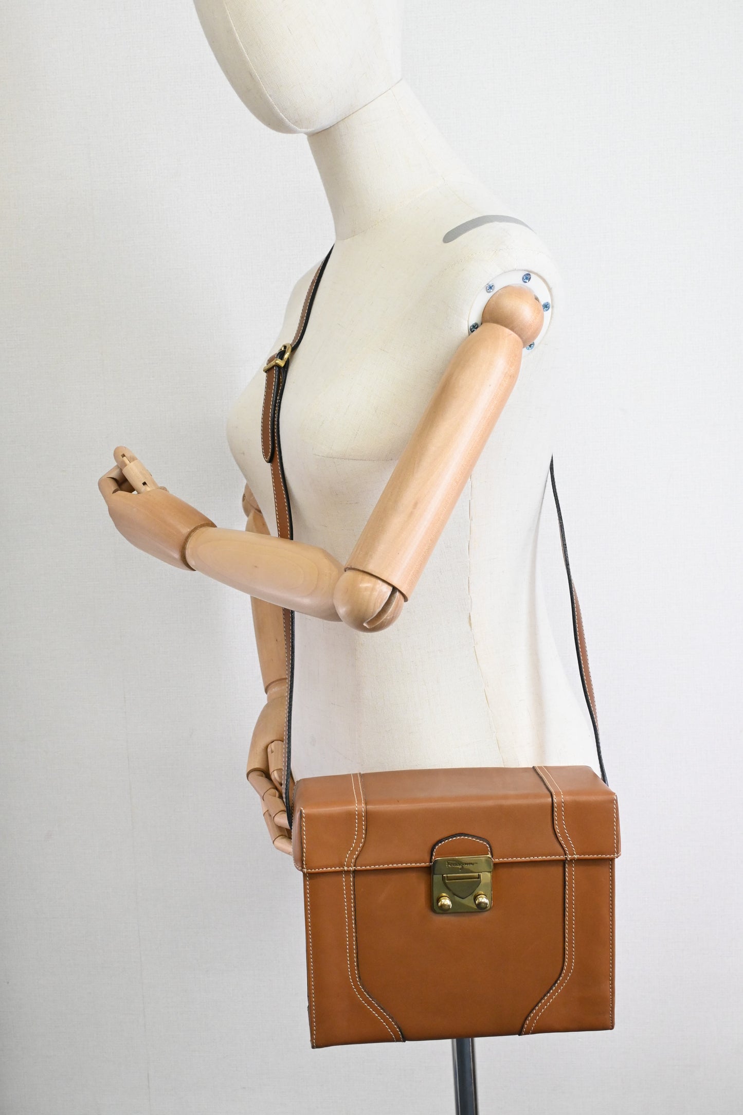 Ferragamo Square Bag in Brown Leather