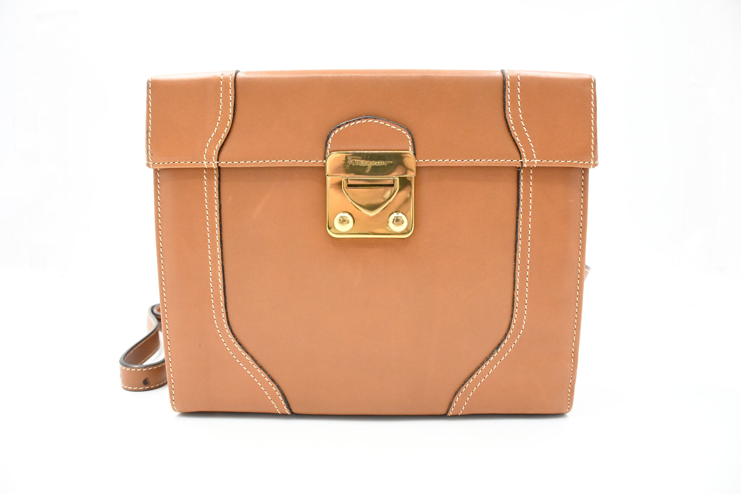 Ferragamo Square Bag in Brown Leather