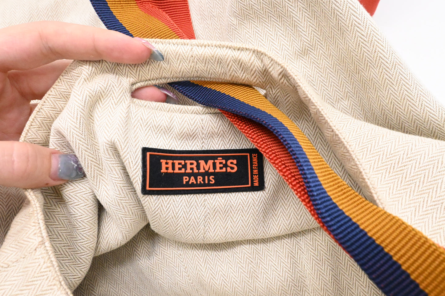 Hermes Cavalier Marine Bag in Beige Canvas