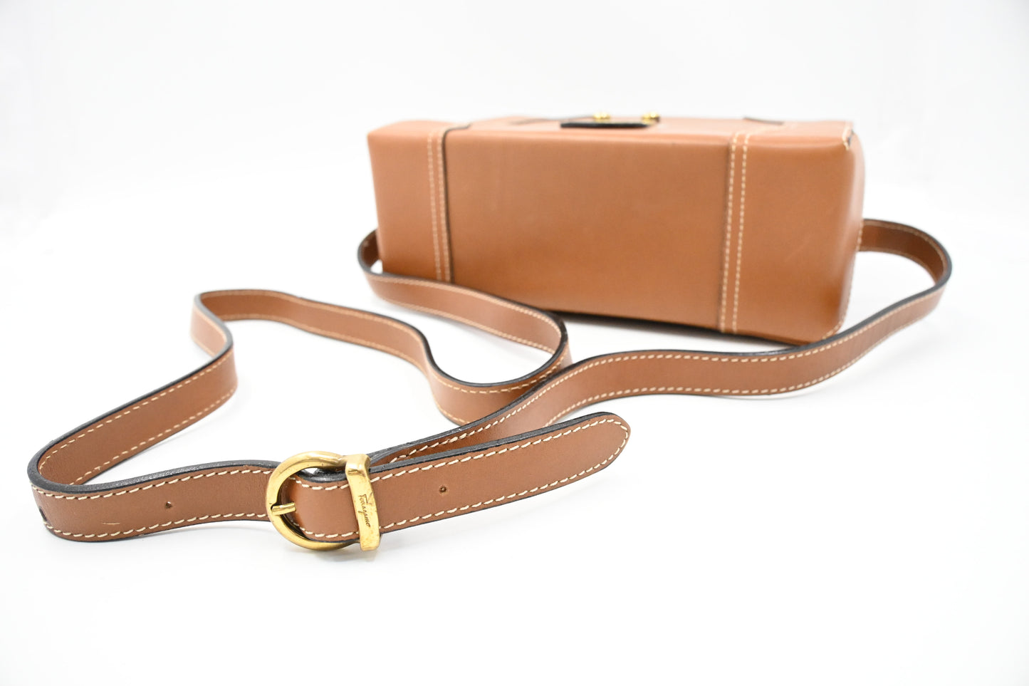 Ferragamo Square Bag in Brown Leather