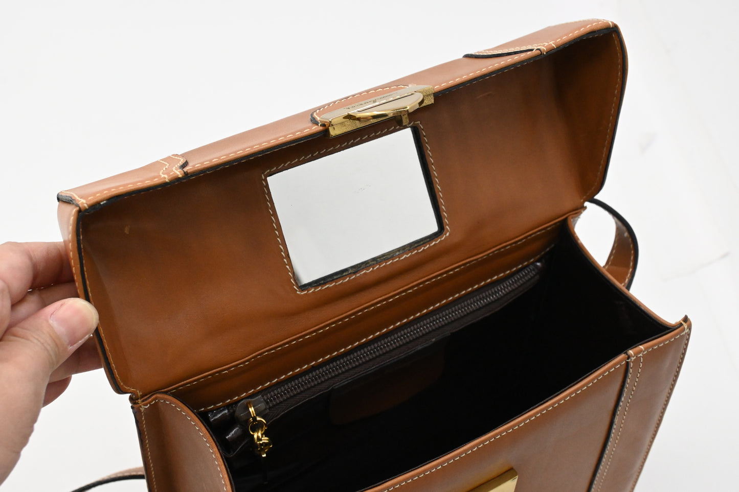 Ferragamo Square Bag in Brown Leather