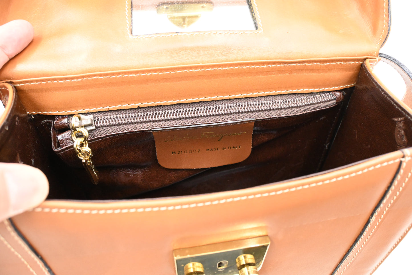 Ferragamo Square Bag in Brown Leather