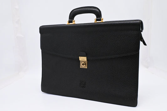 Loewe Anagram Briefcase in Black Leather