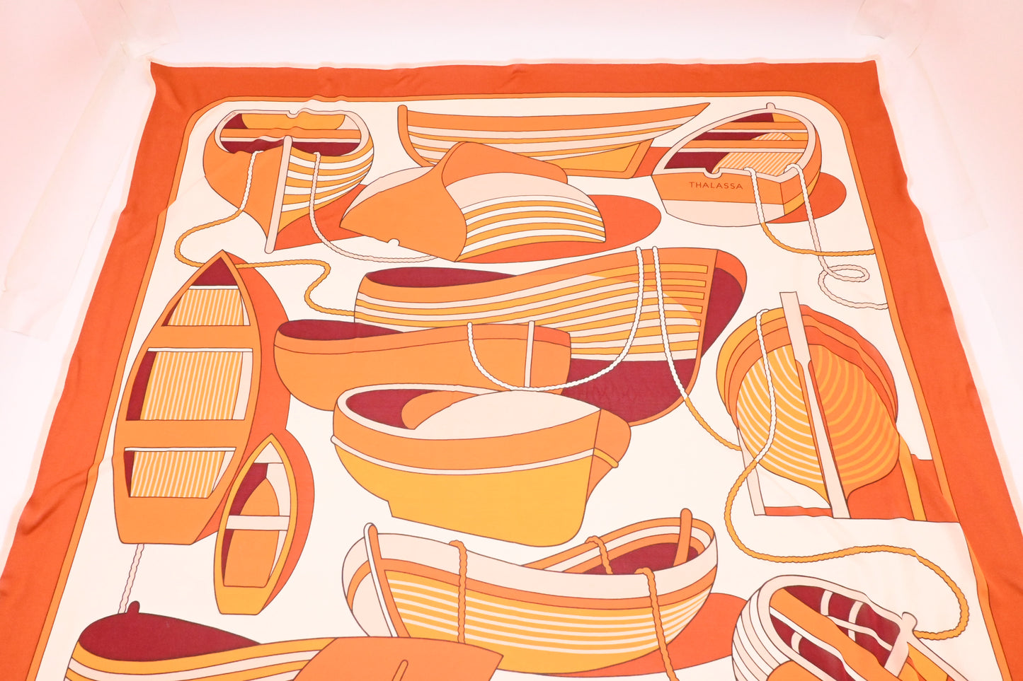 Hermes 'Thalassa' Carre 90 in Orange Stretch Silk