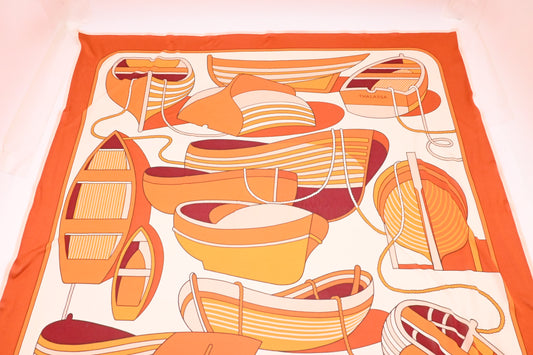 Hermes 'Thalassa' Carre 90 in Orange Stretch Silk