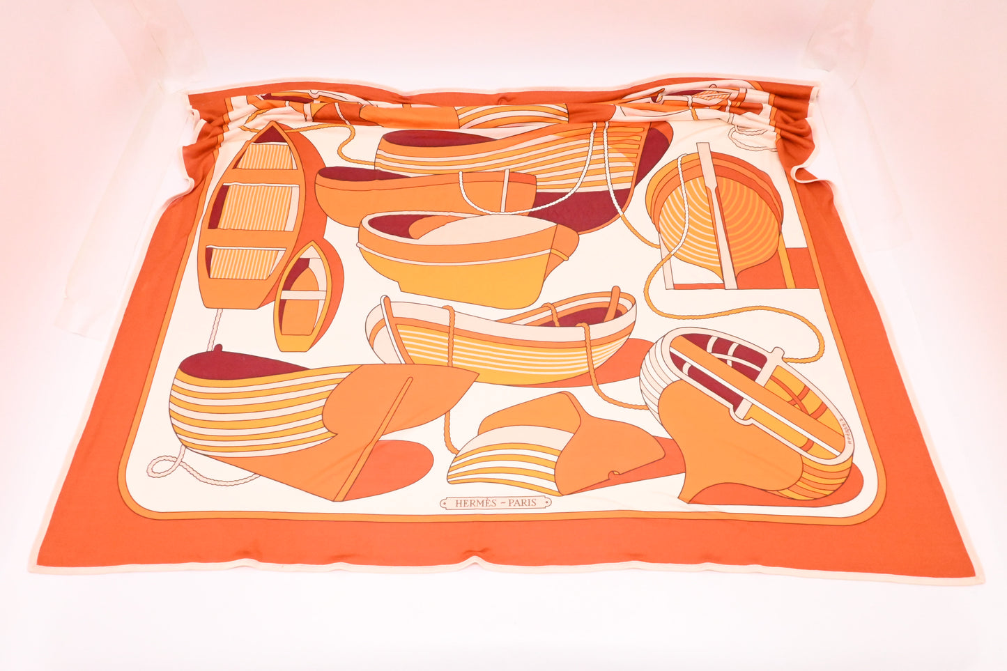 Hermes 'Thalassa' Carre 90 in Orange Stretch Silk