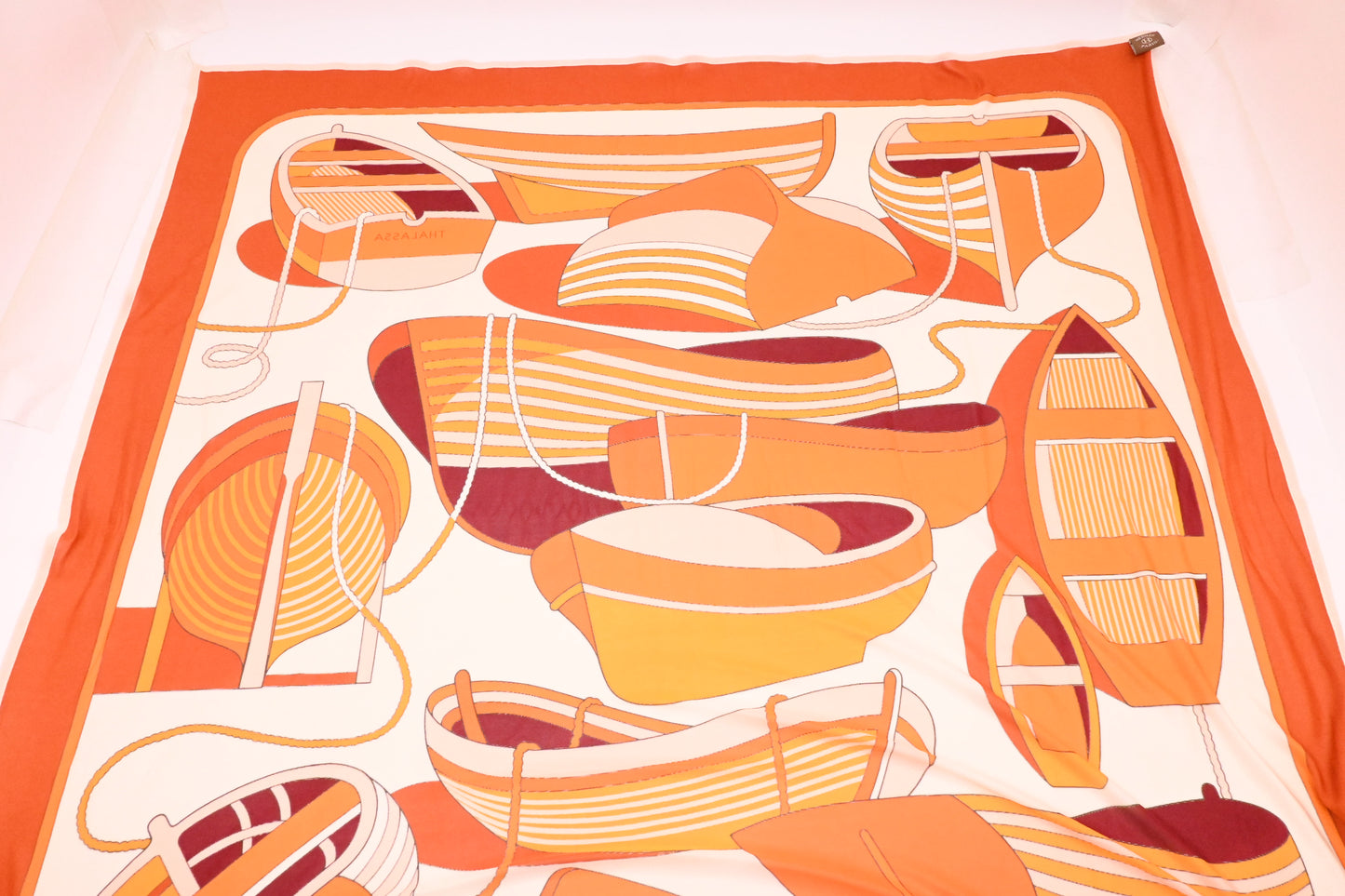 Hermes 'Thalassa' Carre 90 in Orange Stretch Silk