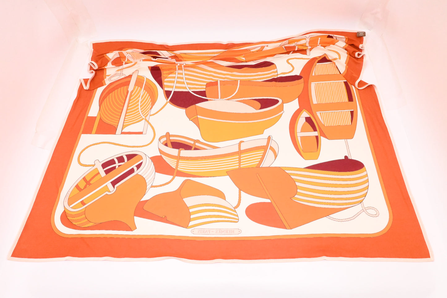 Hermes 'Thalassa' Carre 90 in Orange Stretch Silk