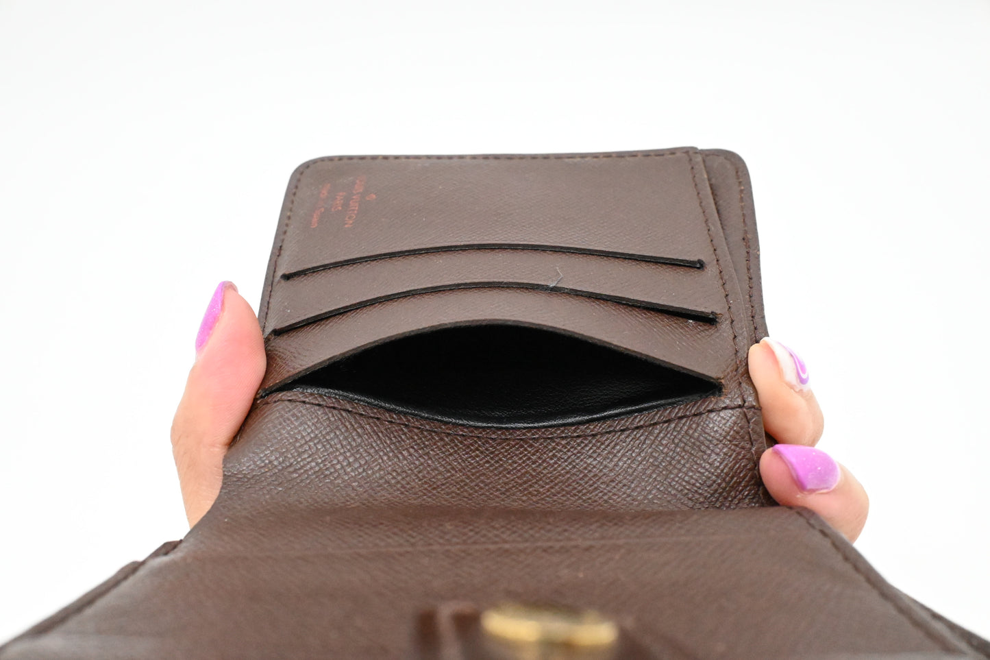 Louis Vuitton Compact Wallet in Damier Ebene Canvas