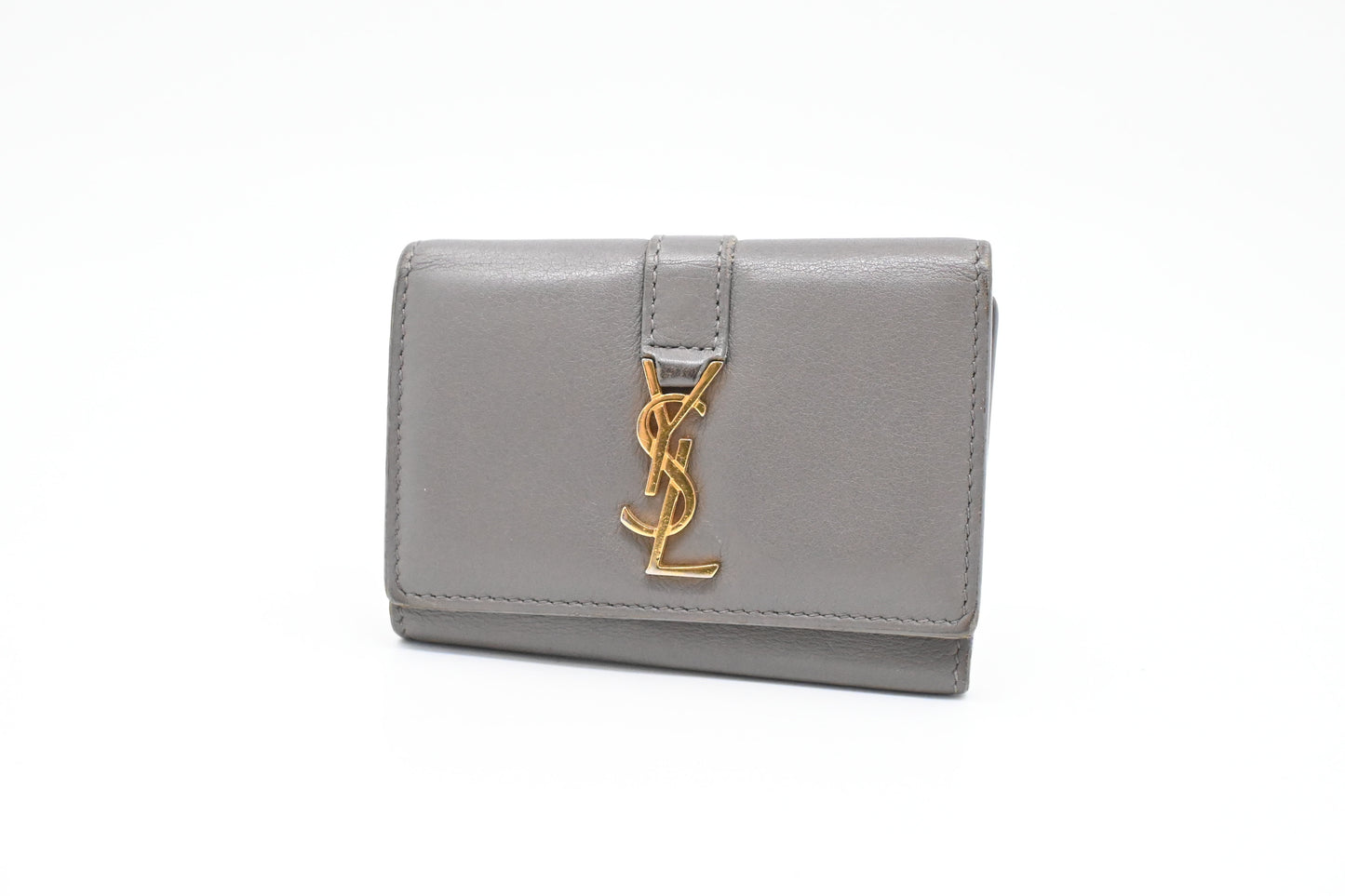 YSL Saint Laurent Key Case 6 in Gray Leather