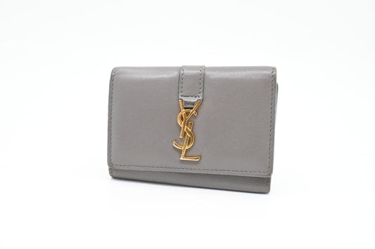 YSL Saint Laurent Key Case 6 in Gray Leather