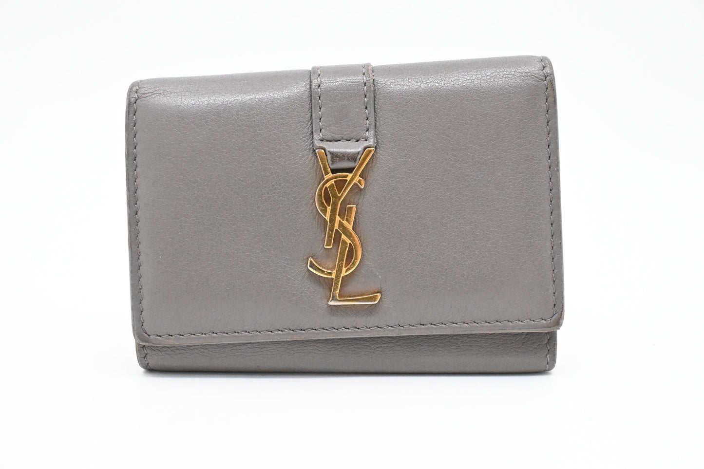 YSL Saint Laurent Key Case 6 in Gray Leather