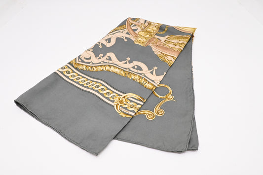 Hermes 'Bride de Cour' Carre 90 in Gray Silk