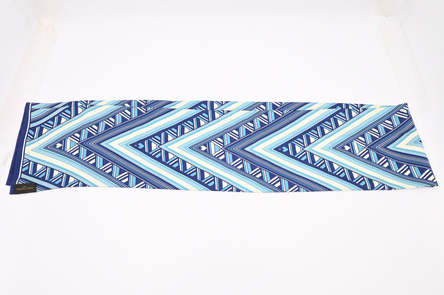Louis Vuitton Scarf in Blue Chevron Silk