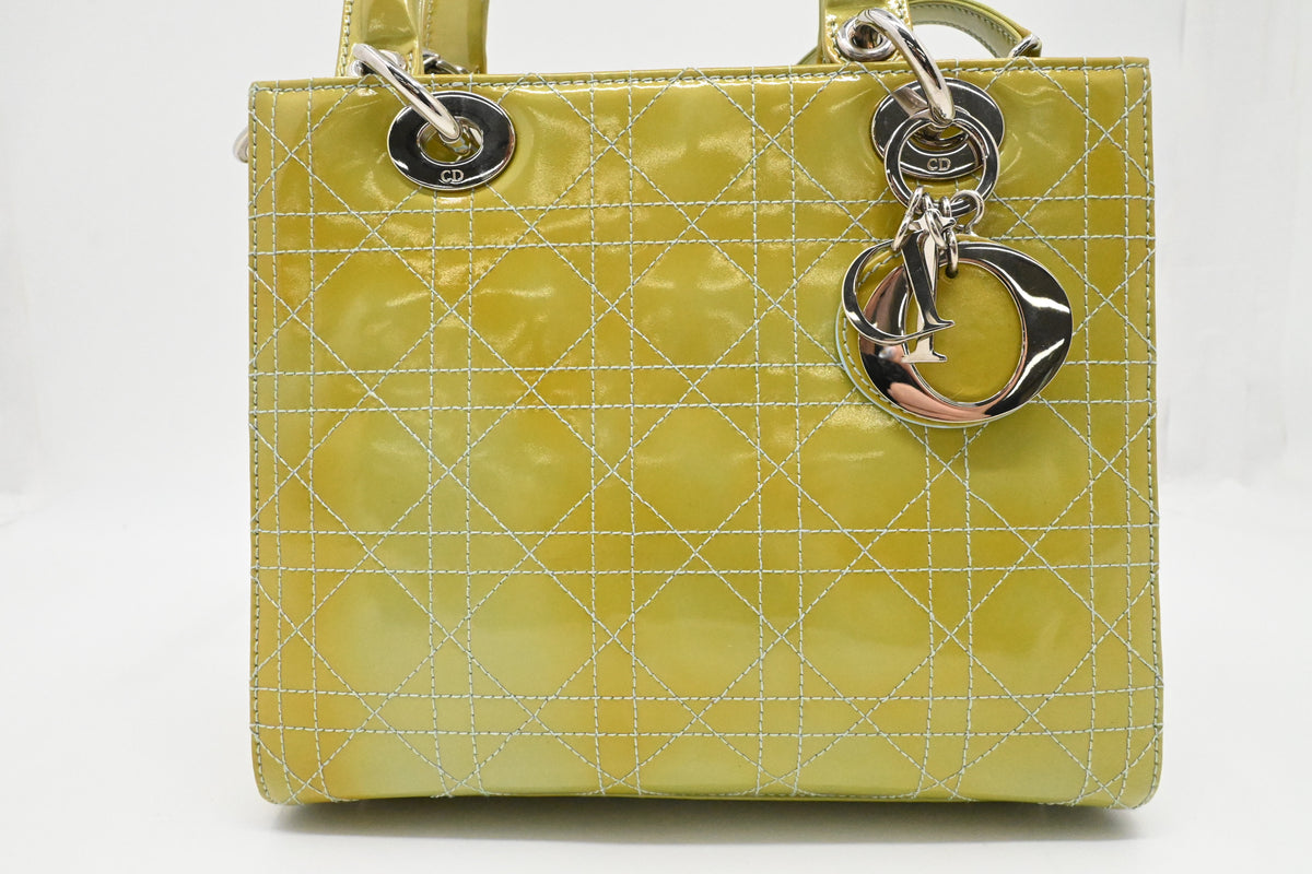 Dior Medium Lady Dior in Green Cannage Patent Leather