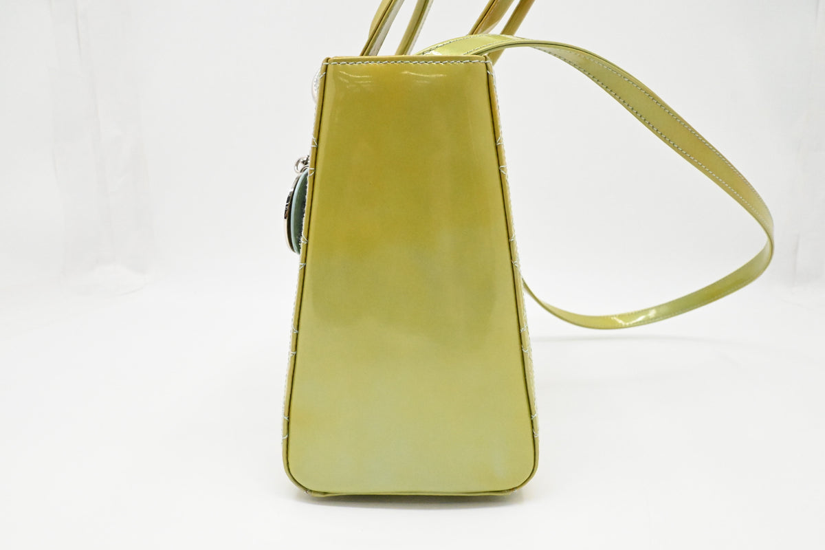 Dior Medium Lady Dior in Green Cannage Patent Leather