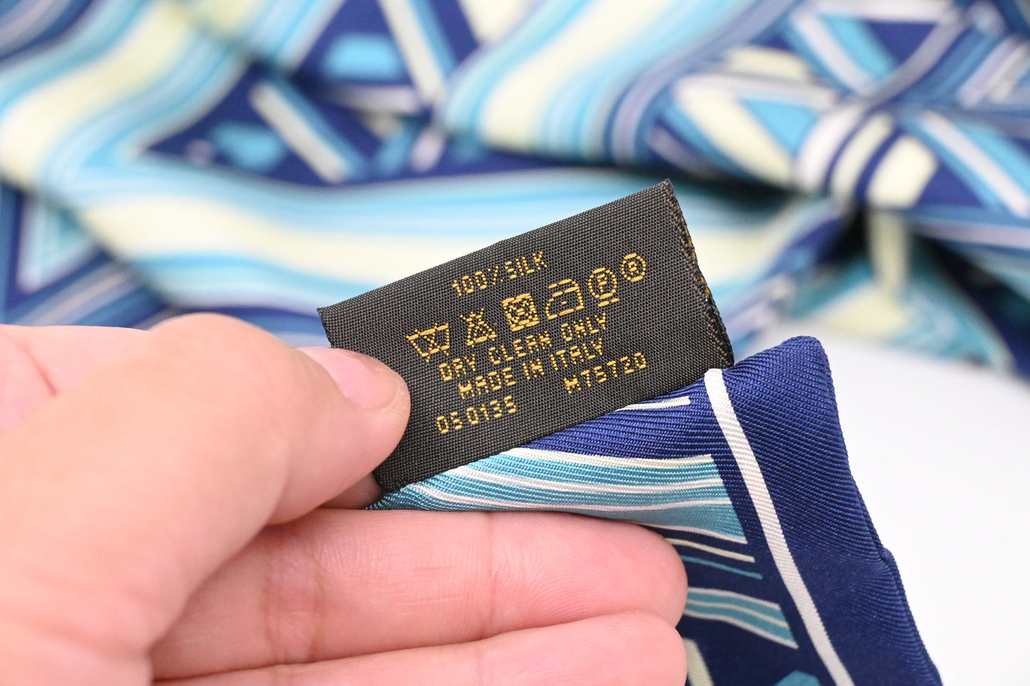 Louis Vuitton Scarf in Blue Chevron Silk