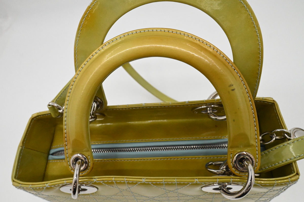 Dior Medium Lady Dior in Green Cannage Patent Leather