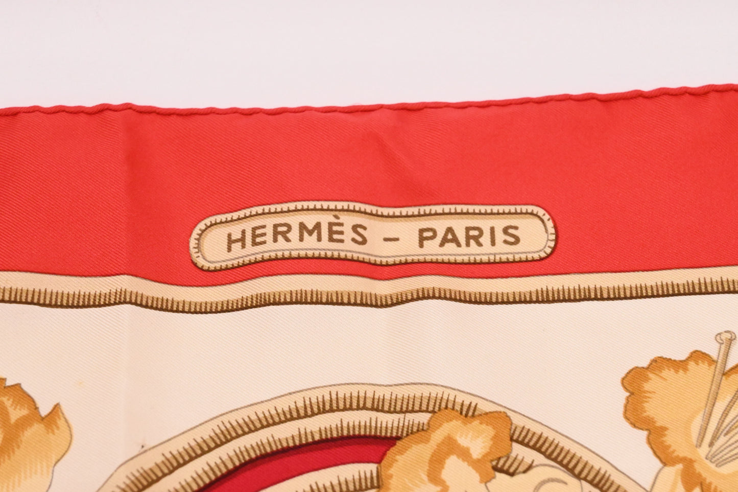 Hermes 'Caraibes' Carre 90 in Light Red Silk