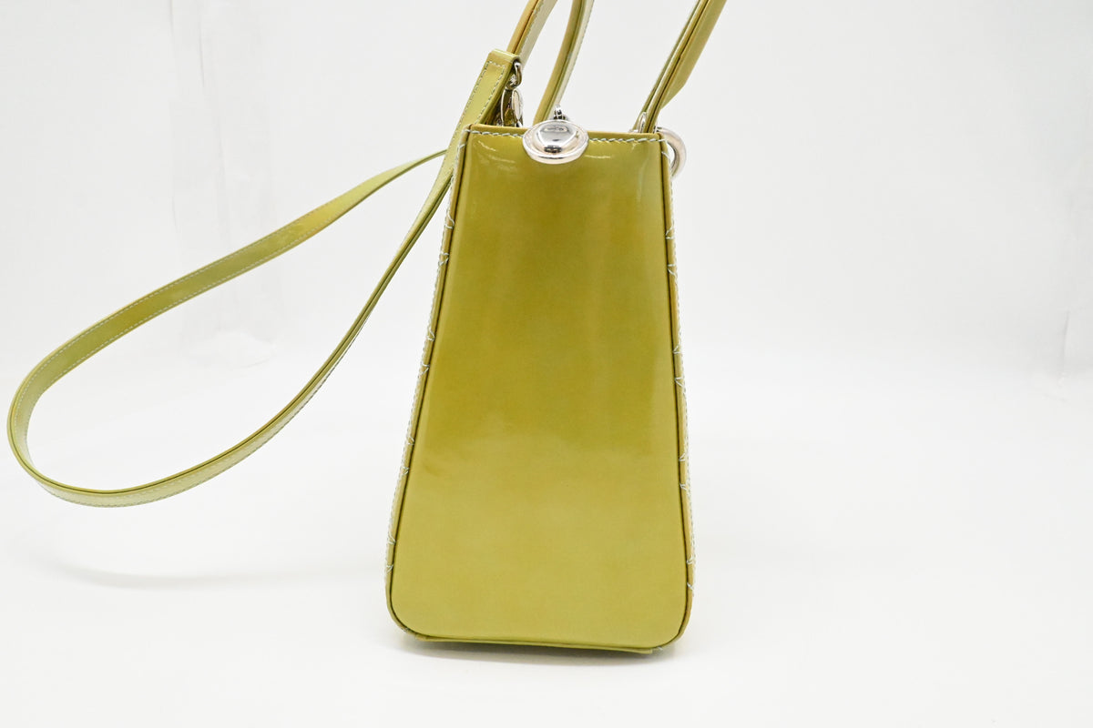 Dior Medium Lady Dior in Green Cannage Patent Leather