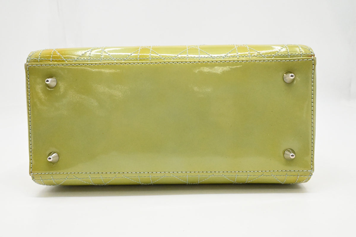 Dior Medium Lady Dior in Green Cannage Patent Leather