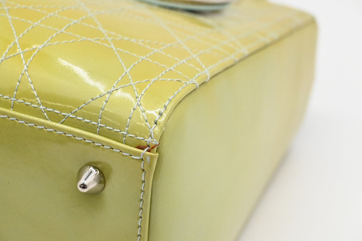 Dior Medium Lady Dior in Green Cannage Patent Leather