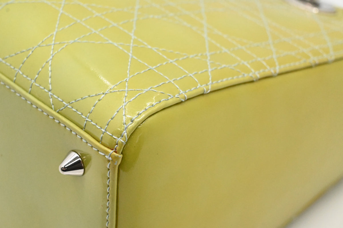 Dior Medium Lady Dior in Green Cannage Patent Leather