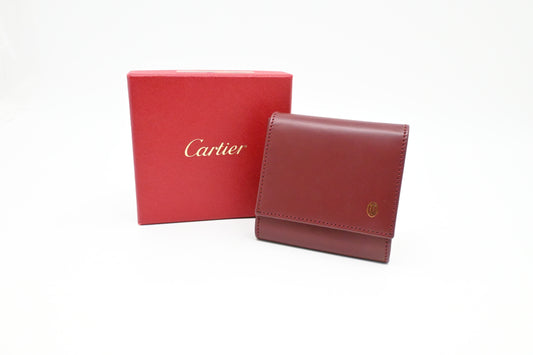 Cartier Square Coin Case in Burgundy Leather