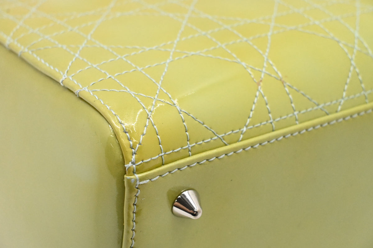 Dior Medium Lady Dior in Green Cannage Patent Leather