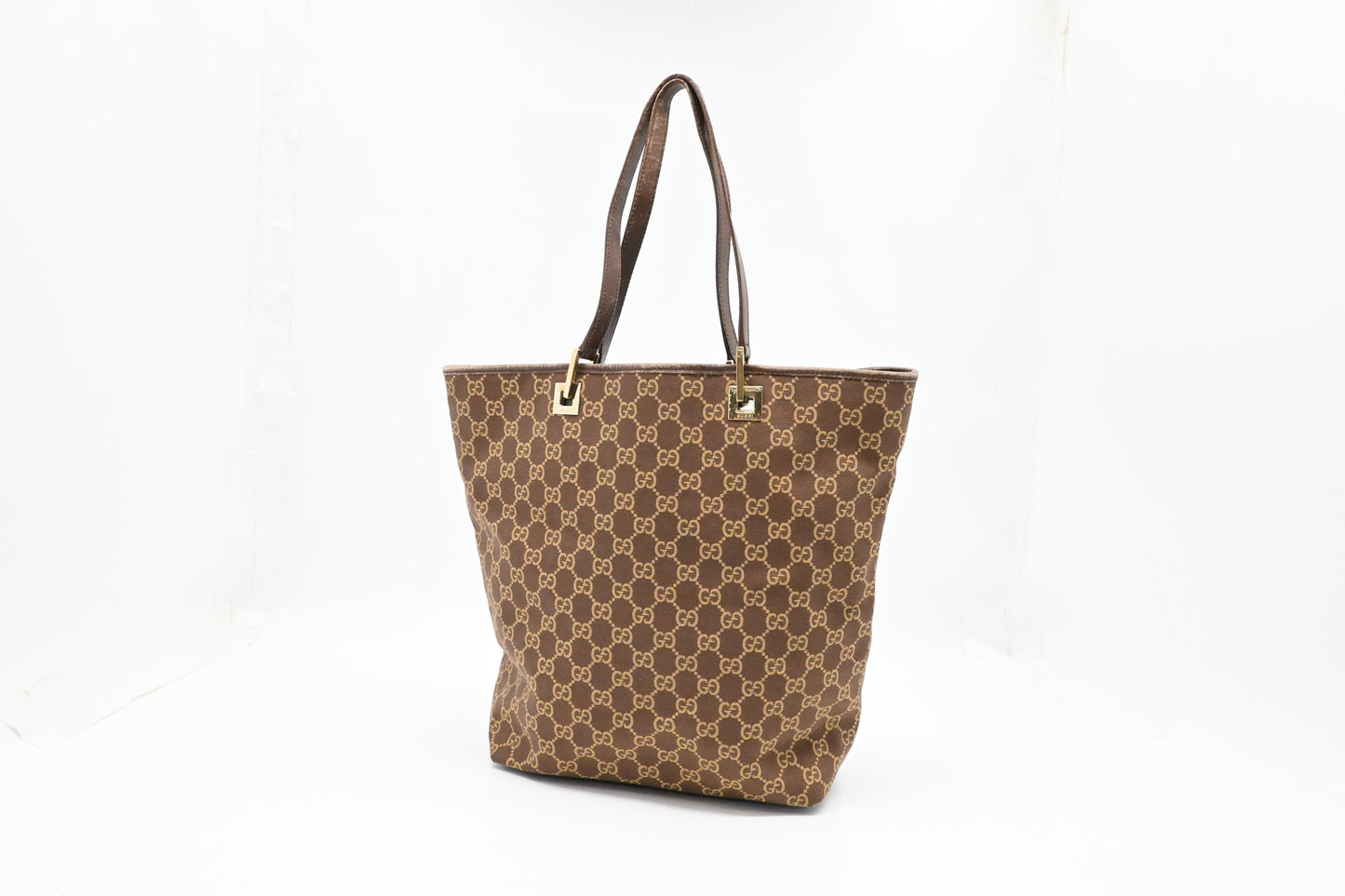 Gucci Tote in GG Brown and Yellow Canvas