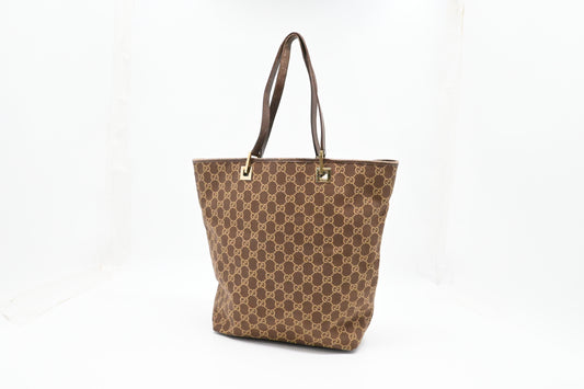 Gucci Tote in GG Brown and Yellow Canvas
