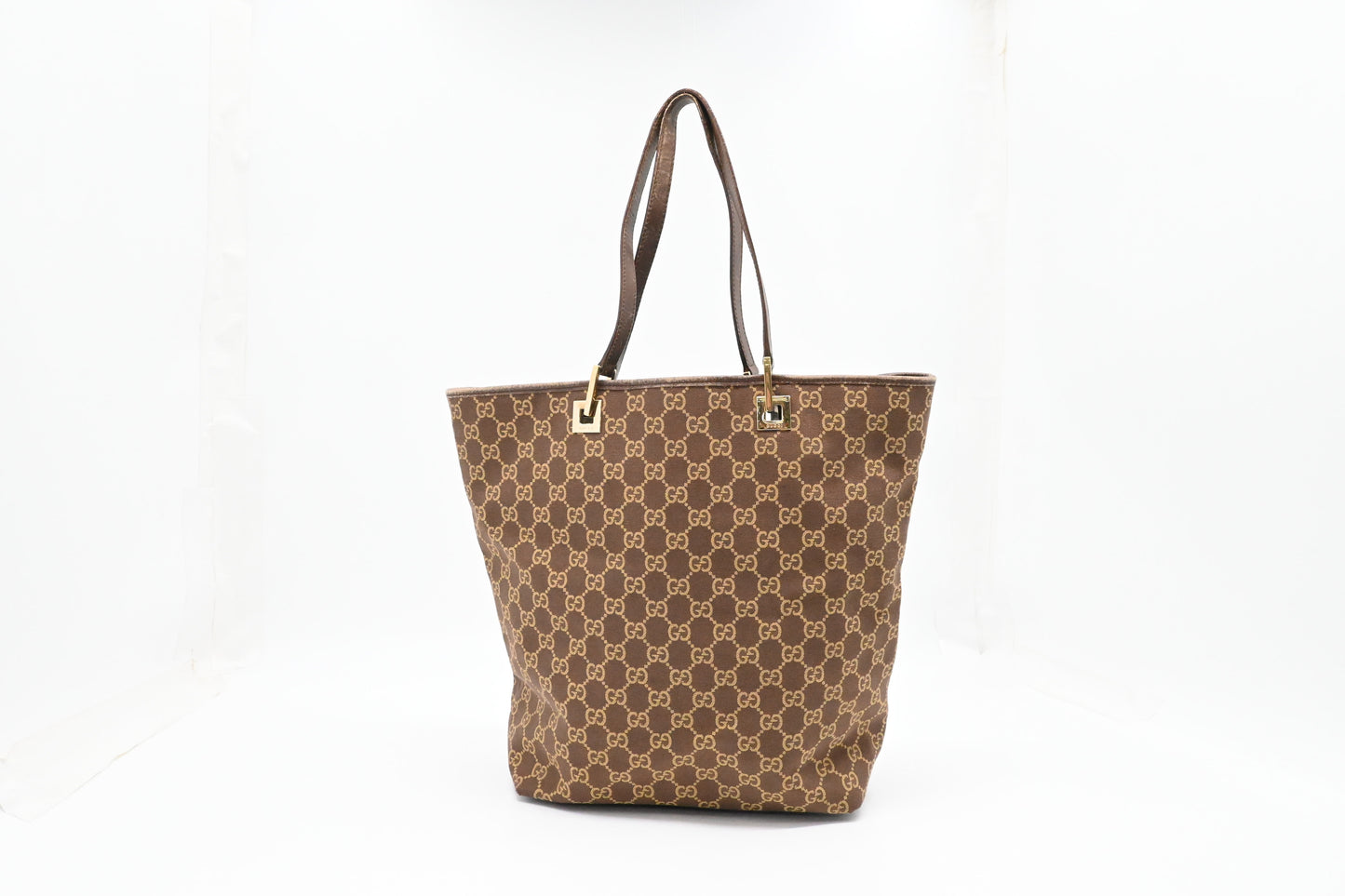 Gucci Tote in GG Brown and Yellow Canvas