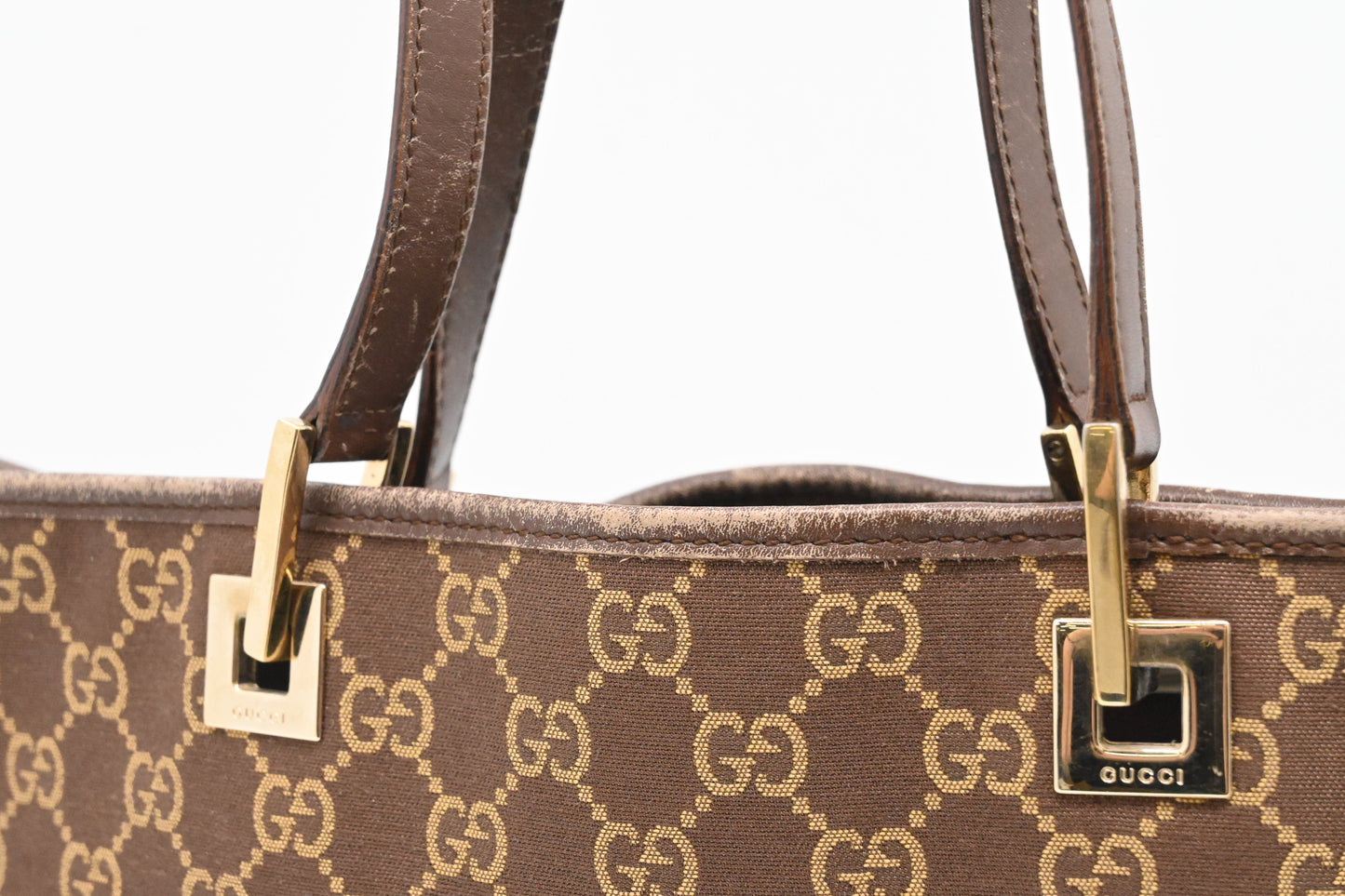 Gucci Tote in GG Brown and Yellow Canvas
