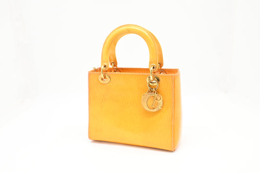 Dior Small Lady Dior in Yellow Patent Leather