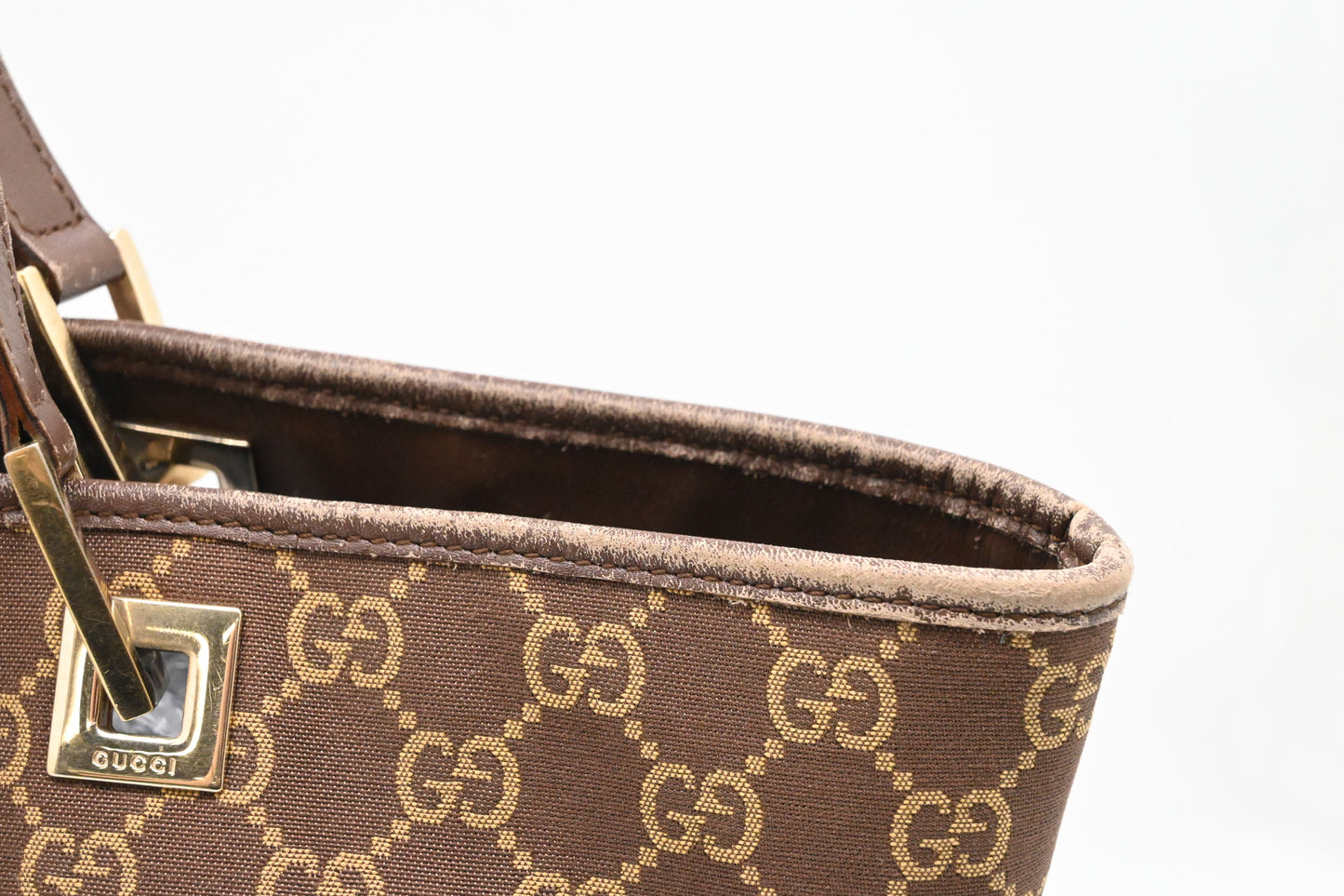 Gucci Tote in GG Brown and Yellow Canvas
